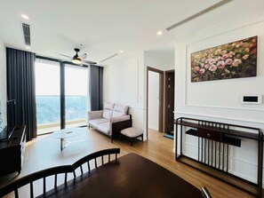 Luxe appartement, 1 slaapkamer | Lakens van Egyptisch katoen, luxe beddengoed, donsdekens