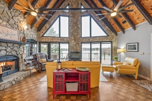 Smart TV, fireplace, DVD player