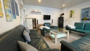 智能电视、壁炉、书、立体声音响