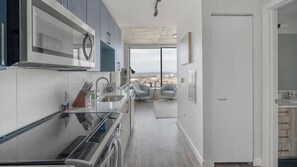 Fridge, dining tables