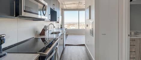 Fridge, dining tables