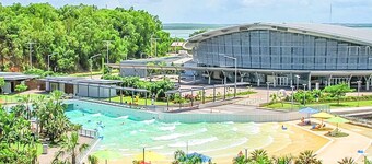 Coastal Elegance Sunset Pool Balcony Dining