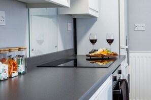 Apartment | Private kitchen | Fridge, microwave, oven, stovetop