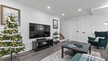 TV, fireplace, offices