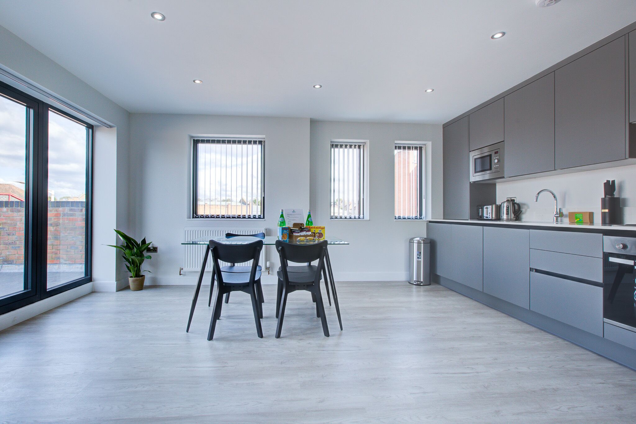 Full-sized fridge, microwave, oven, stovetop