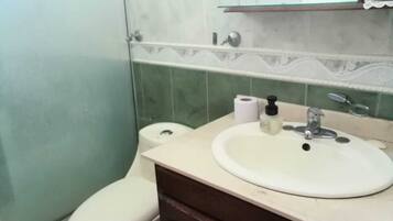 Dusche, Handtücher, Seife, Toilettenpapier