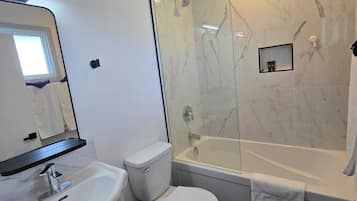 Free toiletries, hair dryer, towels, soap