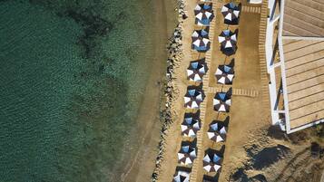 私人海灘、躺椅、太陽傘、沙灘巾