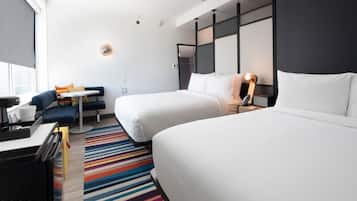 Hypo-allergenic bedding, desk, laptop workspace, iron/ironing board