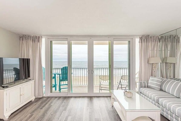 TV, offices - Sea Gate | Ocean Front 1BR Condo w/POOL (Ocean CIty)