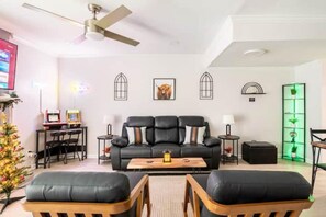 Smart TV, fireplace, video games, books