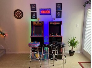 Game room - Family Retreat with Arcade, Firepit, Waffle Bar, & Grill (Norcross)