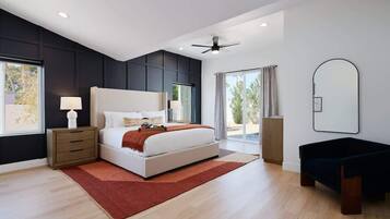 4 habitaciones, tabla de planchar con plancha y cuna de viaje