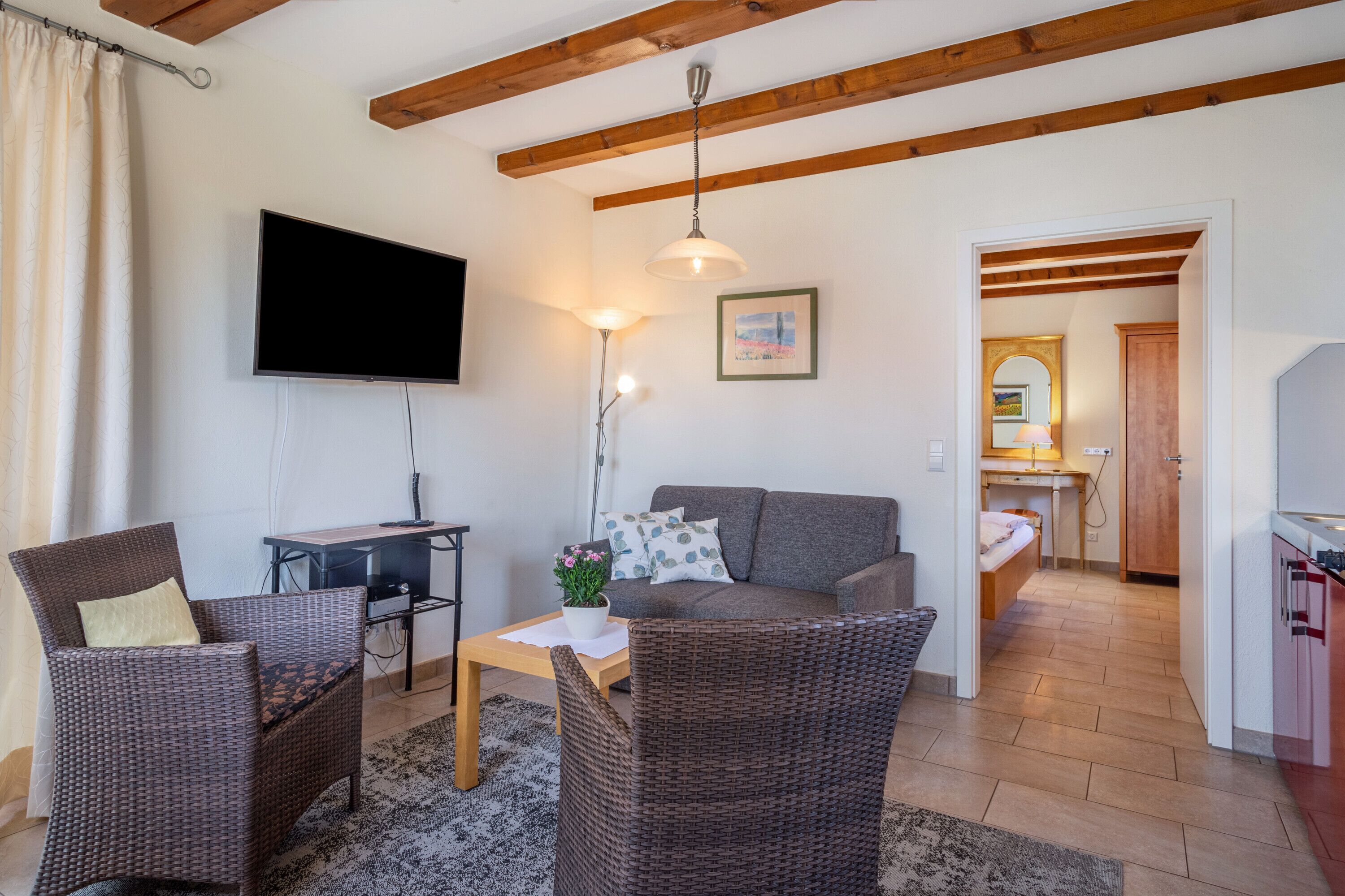 Een televisie en een tafeltennistafel