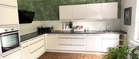 Fridge, oven, stovetop, dishwasher