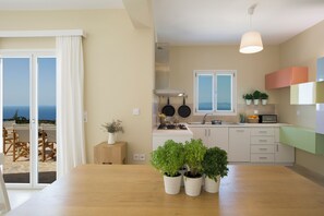 Fridge, oven, dishwasher, coffee/tea maker