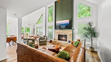 Smart TV, fireplace, video games, offices