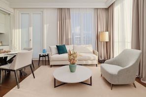 Grand Apartment | Living area | 55-inch flat-screen TV with cable channels, printers - Porto Palace (Tivat)