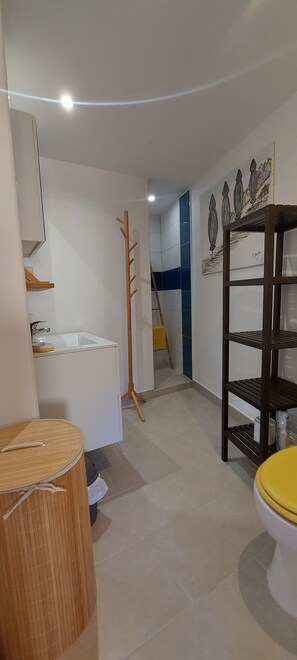 Douche, sèche-cheveux, serviettes fournies, papier toilette