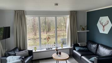 Een smart-tv, een tafeltennistafel en boeken