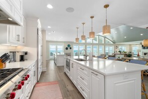 Fridge, microwave, oven, stovetop - Emerald Hideaway, New Oceanfront,Private Pool, Hot Tub,Game Room,Theatre Room (Emerald Isle)