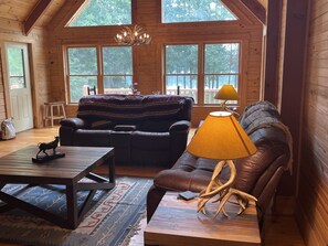 Smart TV, fireplace, DVD player, video library