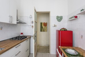 Fridge, microwave, oven, electric kettle