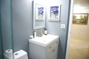 Séchoir à cheveux, serviettes fournies, savon, papier de toilette