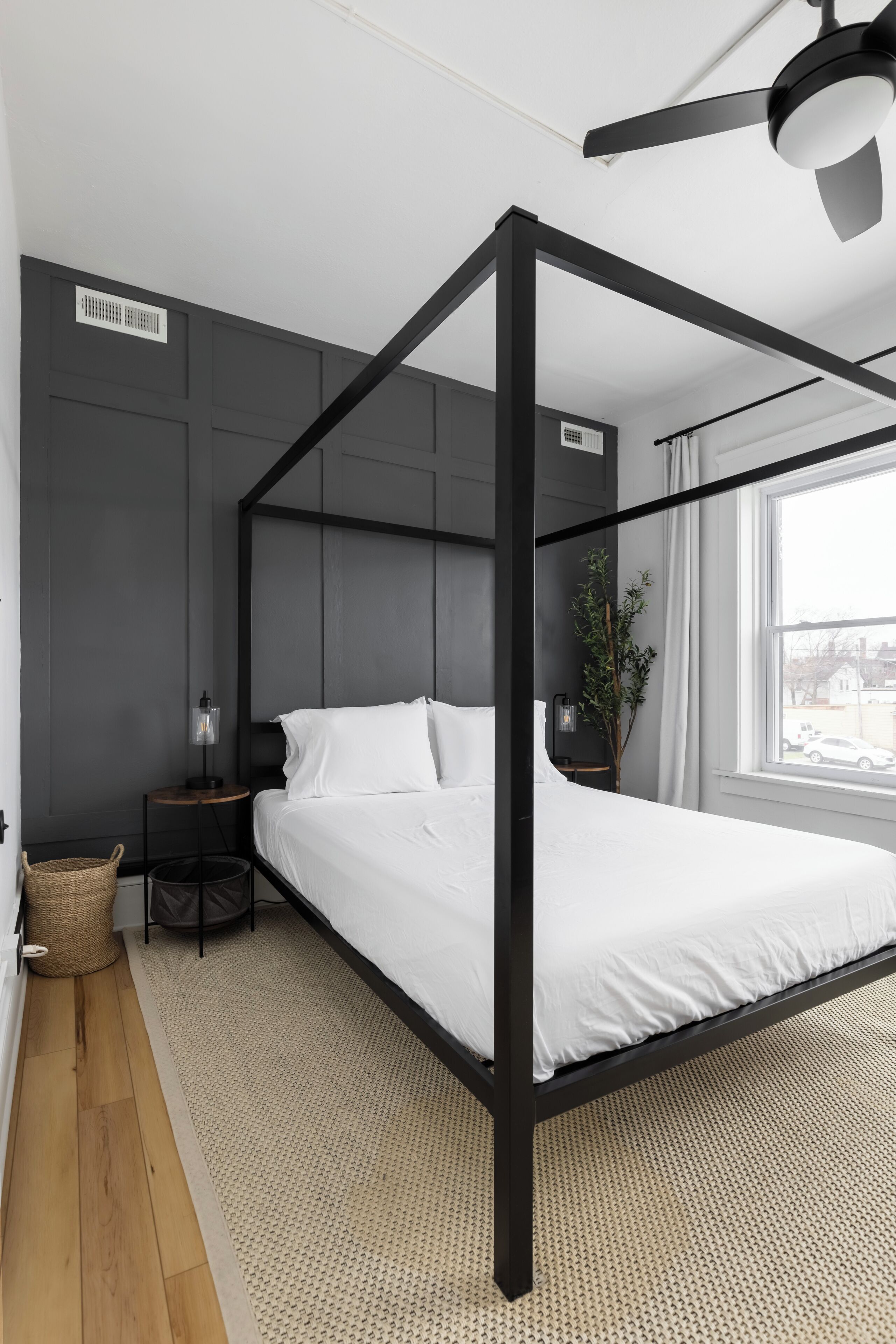 1 bedroom, desk, iron/ironing board, travel crib