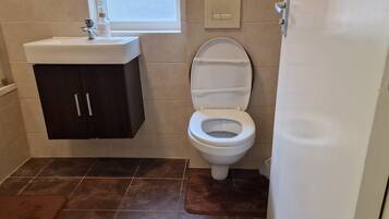 Shower, towels, soap, shampoo