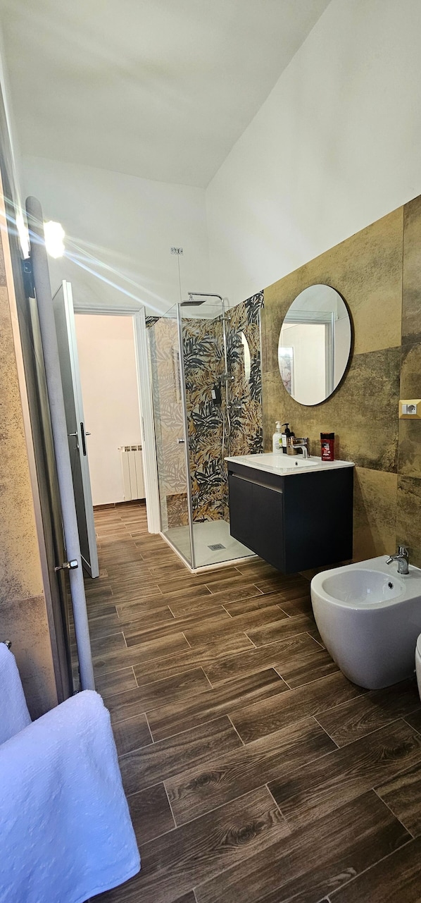 Dusche, Haartrockner, Bidet, Handtücher