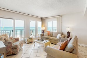 TV - Beachfront condo with furnished balcony, pools, tennis courts, & hot tub (Panama City Beach)