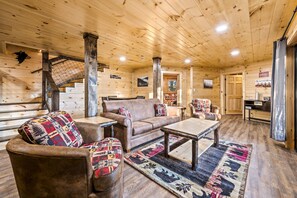 TV, fireplace, DVD player - Spacious 3BD Chalet w/ VIEWS! Hot Tub + Near TOWN (Gatlinburg)