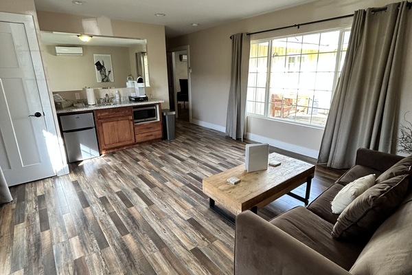 Deluxe Suite | Living area | 50-inch flat-screen TV with cable channels