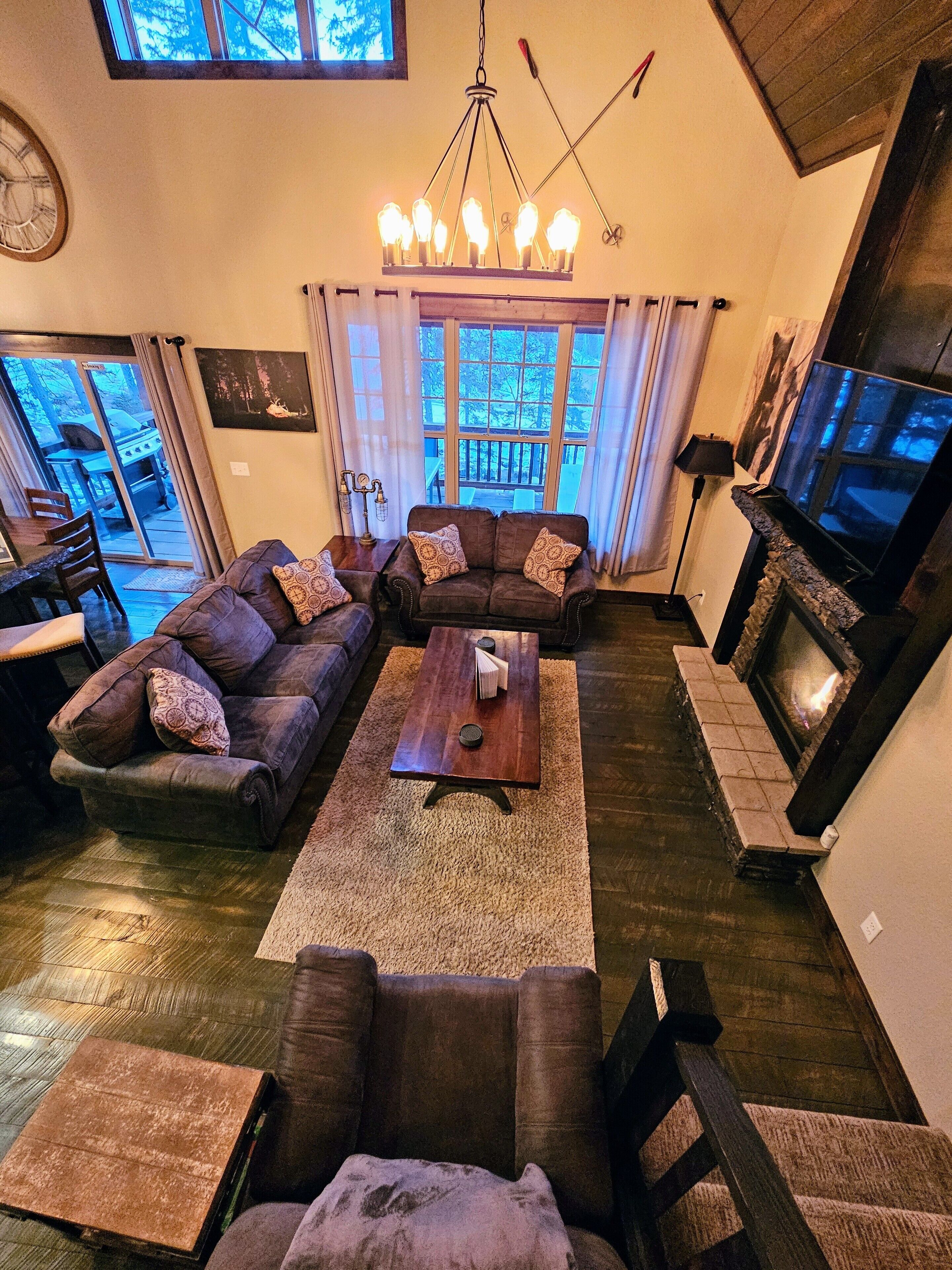 Fireplace, table football