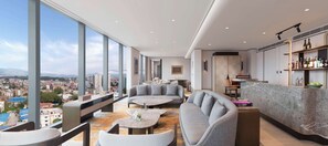 Presidential Suite, 1 King Bed | Living area | 55-inch LED TV with cable channels, books - Hilton Kathmandu (Kathmandu)