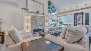 TV, fireplace, table football, ping pong