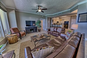 TV, video games, DVD player, music library