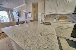 Fridge, microwave, oven, stovetop - Modern 2BR Serenity at Gulf Crest – Beachfront Bliss! (Panama City Beach)