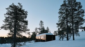 A modern cabin in a snowy forest. - Grend Blefjell (Flesberg)