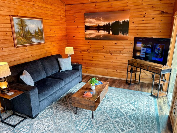 Televisión y chimenea