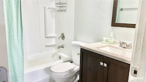 Towels, soap, shampoo, toilet paper