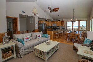 TV, fireplace, stereo - Sophie's Place - Beautiful OCEANFRONT home in DUCK! 5 bed, 4.5 bath (Duck)