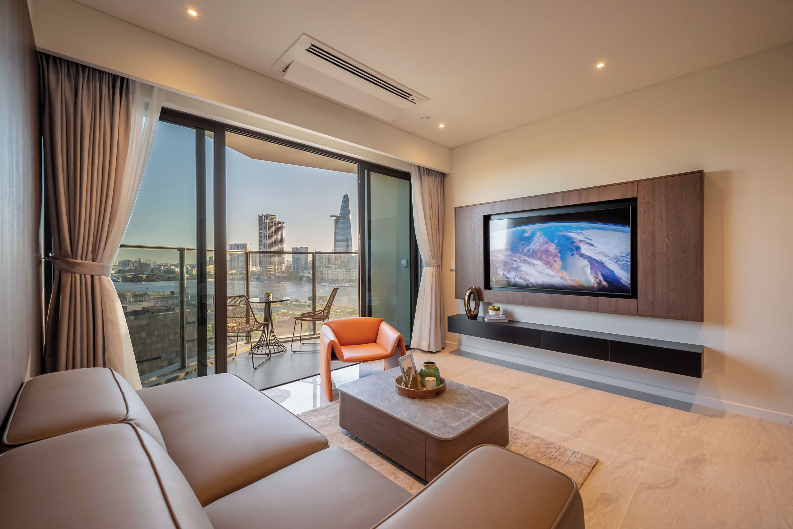 Deluxe Apartment, 2 Bedrooms, Balcony, City View | Living area | Smart TV, Netflix, pay movies, streaming services