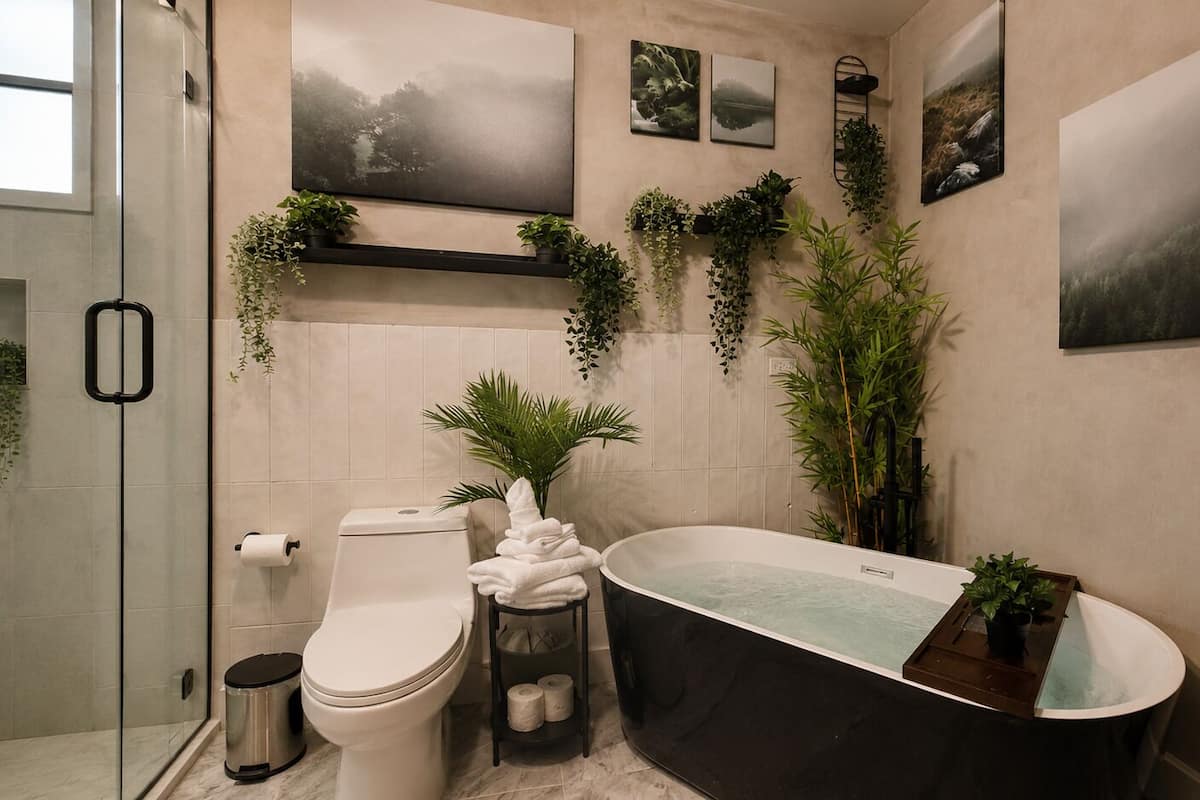 Habitación Deluxe | Baño | Ducha, secador de pelo, toallas y jabón