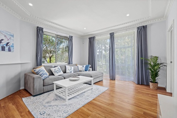 A bright and airy living room with ample natural light.