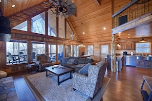 Smart TV, fireplace, foosball - Mountain Oasis | 3BR Luxury Cabin • Hot Tub • Game Room • Pet-Friendly (Blue Ridge)