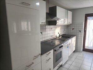 Fridge, oven, stovetop, dishwasher - Apartment 'Bamboleo' with Shared Terrace, Private Garden and Wi-Fi (Veringendorf)