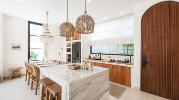 Villa | Private kitchen | Fridge, microwave, stovetop, coffee/tea maker