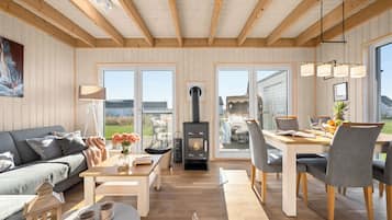 Televisión y chimenea